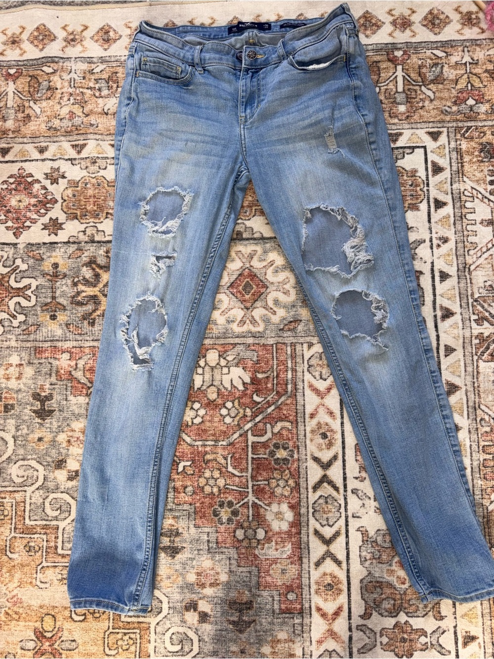 Hollister Distressed holy Skinny stretch Jeans 11 low rise super skinny Sz 30